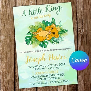 Lion King Invitation Lion King Birthday Invitation Lion King Party Lion King Invites Lion King Editable Invitation Lion King Digital Card