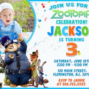 Zootopia Invitation Zootopia Birthday Zootopia Invite Zootopia Birthday Invitation Zootopia Party Invitation