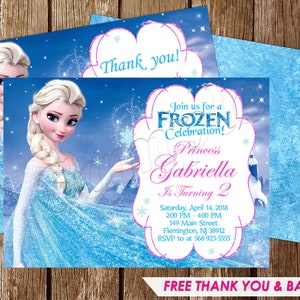 Faire-part La Reine des Neiges Faire-part d'anniversaire La Reine des Neiges Invitations de fête La Reine des Neiges Carte imprimable numérique La Reine des neiges