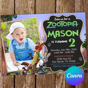Zootopia Invitation Zootopia Birthday Invitation Zootopia Party Zootopia Invites Zootopia Editable Invitation
