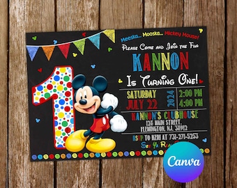 Mickey Mouse Invitation Mickey Mouse Birthday Invitation Mickey Mouse Party Mickey Mouse Invites Editable Invitation Digital Card