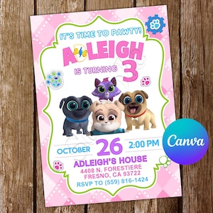 Puppy Dog Pals Invitation Puppy Dog Pals Birthday Invitation Puppy Dog Pals Party Puppy Dog Pals Editable Invitation