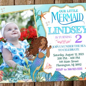 Faire-part petite sirène Faire-part Ariel Anniversaire petite sirène Faire-part petite sirène Faire-part d'anniversaire Ariel Faire-part fête Ariel