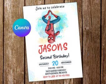 Spiderman Invitation Spiderman Birthday Invitation Spiderman Party Spiderman Editable Invitation Spiderman Digital Card
