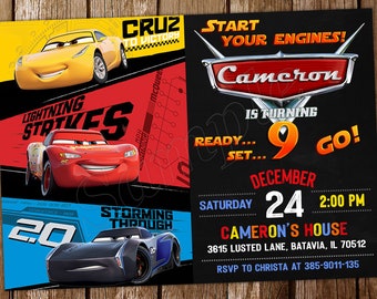 Cars Invitation Cars Birthday Invitation Cars Party McQueen Invitation Cars Invite Cars Digital Printable Card