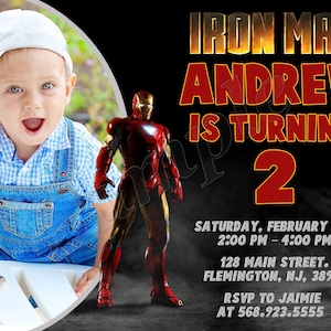 Invitación de Iron Man Invitación de superhéroe de Iron Man Cumpleaños de Iron Man Invitación de Iron Man Invitación de cumpleaños de Iron Man Invitación de fiesta de Iron Man