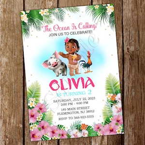Invitación de bebé Moana Invitación de cumpleaños de bebé Moana Invitación de bebé Moana Invitación de cumpleaños de bebé Moana Invitación de fiesta de bebé Moana