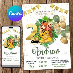 Lion King Invitation Lion King Birthday Invitation Lion King Party Lion King Invites Lion King Editable Invitation Lion King Digital Card