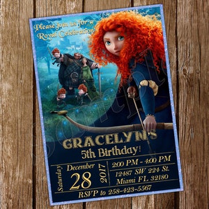 Brave Invitation Merida Invitation Princess Brave Invitation Brave Birthday Brave Invite Brave Birthday Invitation Brave Party