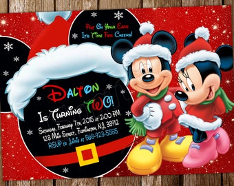 Mickey Mouse Christmas Invitation Mickey Mouse Invitation Christmas Invitation Mickey Mouse Christmas Birthday Mickey Mouse Birthday