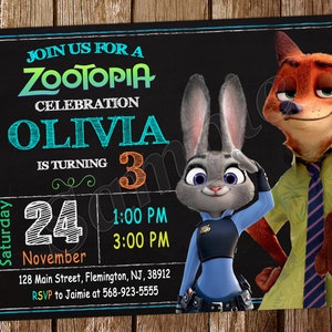 Zootopia Invitation Zootopia Birthday Zootopia Invite Zootopia Birthday Invitation Zootopia Party Invitation