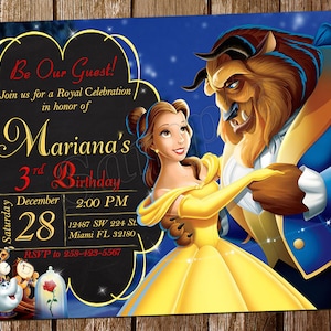 Die Schöne und das Biest-Einladung Prinzessin Belle Einladung Belle-Geburtstags-Einladung Belle Invite Belle-Geburtstags-Einladung Belle-Party-Einladung