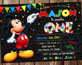 Invitación de Mickey Mouse Invitación de Mickey Cumpleaños de Mickey Mouse Cumpleaños de Mickey Fiesta de Mickey Mouse Fiesta de Mickey Invitación de Mickey Mouse
