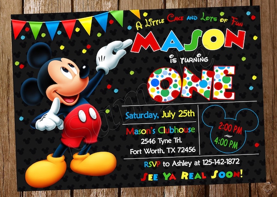 Mickey Mouse Invitation Mickey Invitation Mickey Mouse Birthday Mickey Birthday Mickey Mouse Party Mickey Party Mickey Mouse Invite