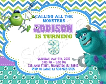 Monsters University Invitation Monsters Invitation Monsters Birthday Monsters Invite Monsters Birthday Invitation Monsters Party Invitation