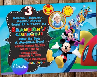 Mickey Mouse Clubhouse Invitation Mickey Mouse Birthday Invitation Mickey Mouse Party Mickey Mouse Invites Editable Invitation Digital Card