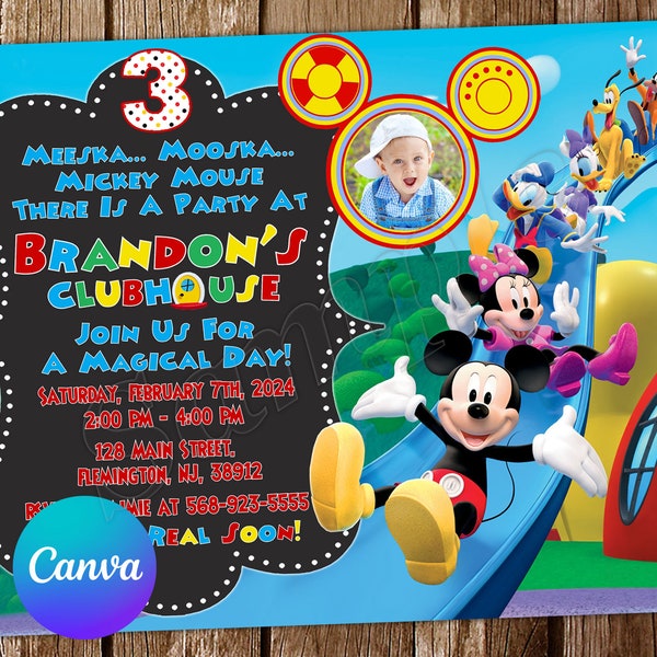 Mickey Mouse Clubhouse Invitation Mickey Mouse Birthday Invitation Mickey Mouse Party Mickey Mouse Invites Editable Invitation Digital Card