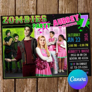 Invitation de zombies Invitation d'anniversaire de zombies Fête de zombies Invitation de zombies Carte numérique d'invitation modifiable