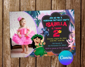 Lilo and Stitch Invitation Stitch Birthday Invitation Stitch Party Stitch Editable Invitation Stitch Digital Card Printable