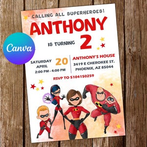 The Incredibles Invitation The Incredibles Birthday Invitation The Incredibles Party The Incredibles Invites Incredibles Editable Invitation