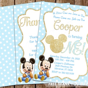 Baby Micky Maus ersten Geburtstagseinladung Baby Micky Maus Einladung Baby Micky Maus Geburtstag Baby Micky Maus Party