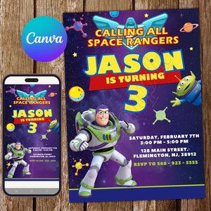 Buzz Lightyear Invitation Toy Story Invitation Buzz Lightyear Birthday Invitation Toy Story Party Toy Story Editable Invitation