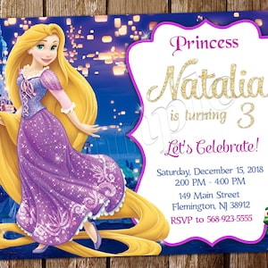 Rapunzel Einladung Rapunzel Geburtstagseinladung Rapunzel Invite Geburtstagseinladung Rapunzel Partyeinladung