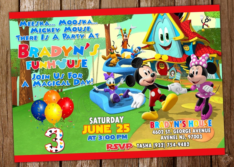 Mickey Mouse Funhouse Invitation Mickey Mouse Invitation Etsy