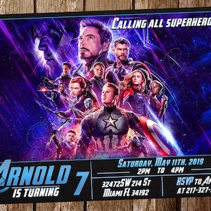 Einladungs-Avengers Endgame-Einladung Avengers-Geburtstags-Einladung Avengers Invite Einladungs-Geburtstags-Einladung