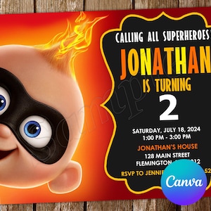 The Incredibles Invitation The Incredibles Birthday Invitation The Incredibles Party The Incredibles Invites Incredibles Editable Invitation