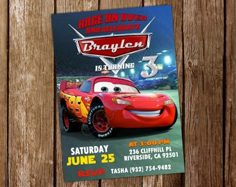 Cars Invitation Cars Birthday Invitation Cars Party McQueen Invitation Cars Invite Cars Digital Printable Card