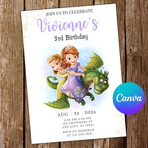 Sofia the First Invitation Princess Sofia the First Birthday Invitation Sofia the First Party Sofia Editable Invitation Digital Card