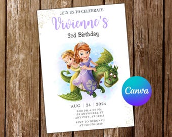 Sofia the First Invitation Princess Sofia the First Birthday Invitation Sofia the First Party Sofia Editable Invitation Digital Card