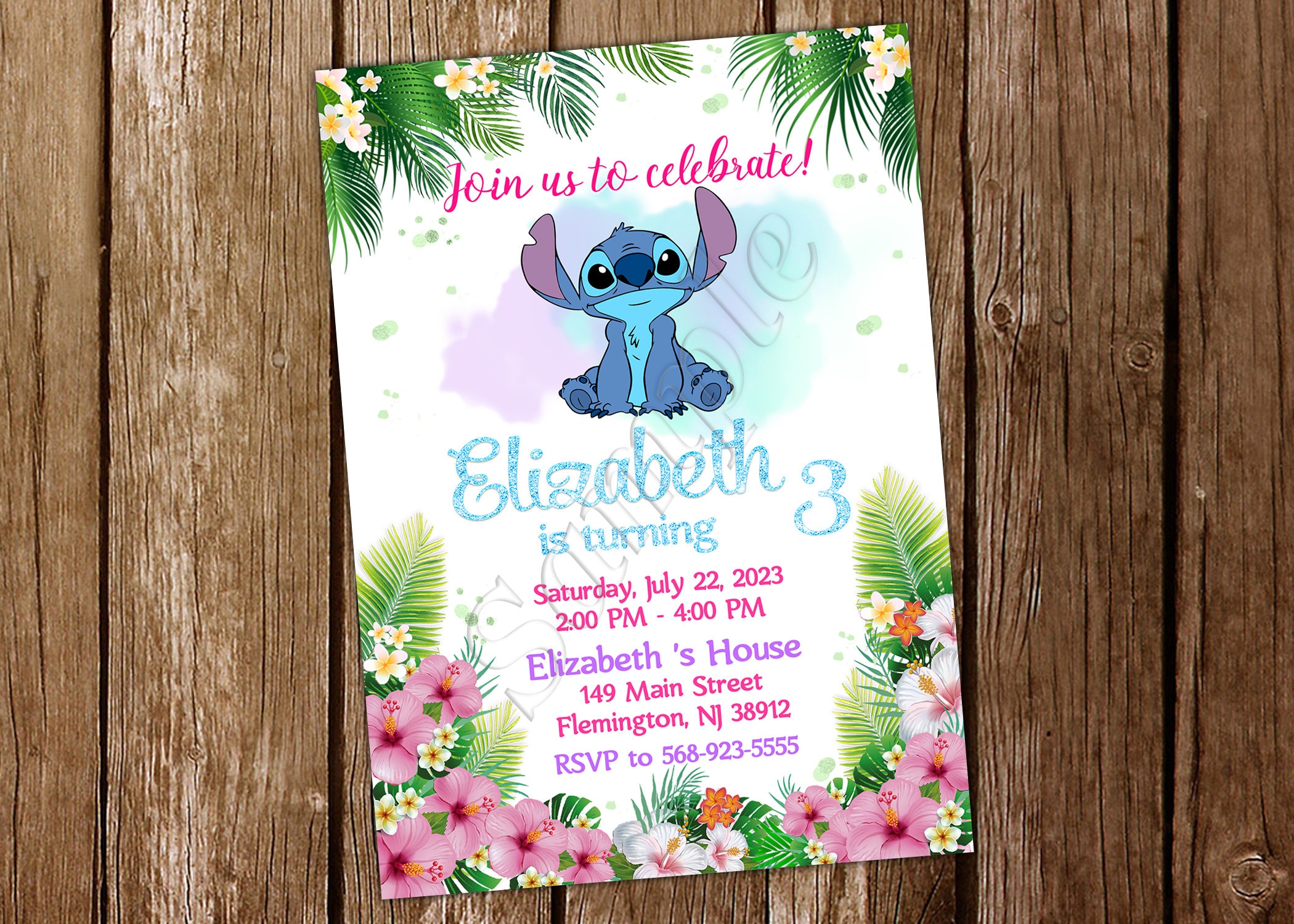 Free Editable Template Lilo & Stitch Invitation 01 2024