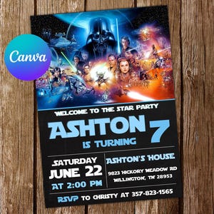 Invitation Star Wars Invitation d'anniversaire Star Wars Fête Star Wars Invitations Star Wars Invitation modifiable Star Wars Carte numérique Star Wars