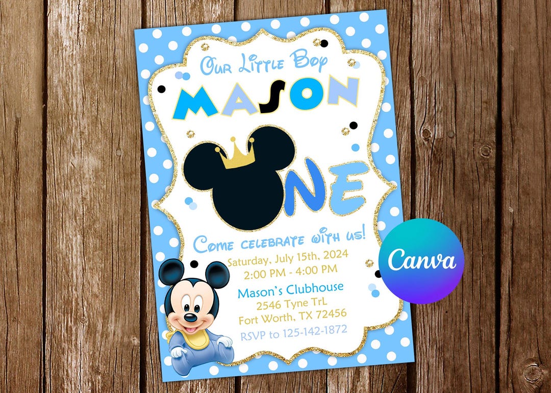 Baby Mickey Mouse Invitation Baby Mickey Mouse First Birthday ...