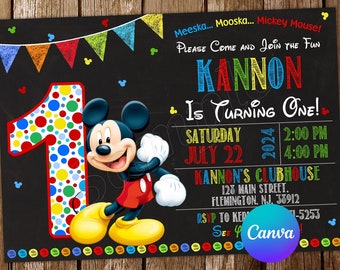 Mickey Mouse Invitation Mickey Mouse Birthday Invitation Mickey Mouse Party Mickey Mouse Invites Editable Invitation Digital Card