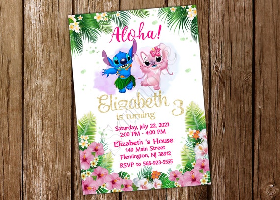 Lilo and Stitch Ice Cream Birthday - Photo Invitation