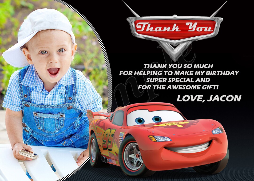 Cars Thank You Card Cars Invitation Cars Birthday Invitation Cars Party ...