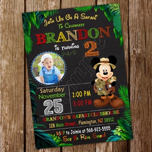 Safari Mickey Mouse Invitation Mickey Mouse Safari Invitation Safari Mickey Mouse Birthday Mickey Mouse Safari Birthday