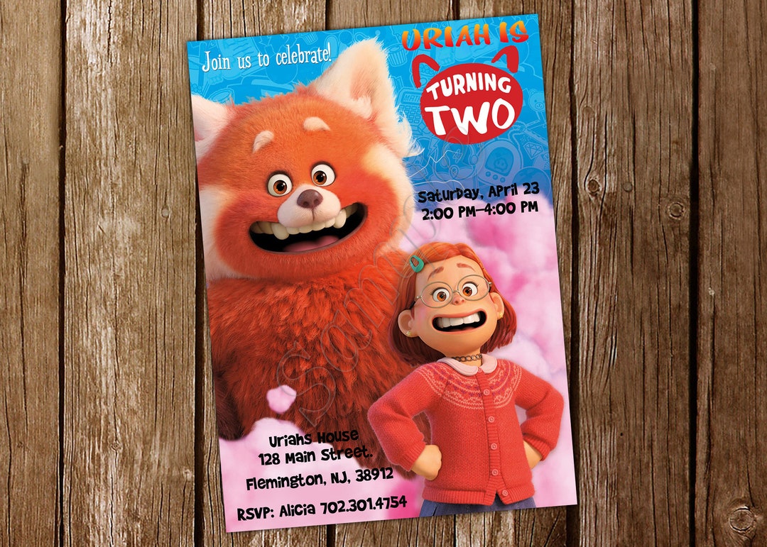 Turning Red Invitation Turning Red Birthday Turning Red Invite Turning