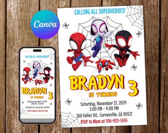 Spidey and his Amazing Friends Invitation Spidey Invitation Spidey Birthday Invitation Spidey Party Spidey Editable Invitation
