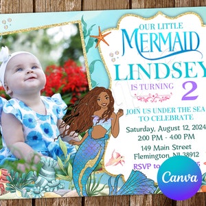 Little Mermaid Invitation Little Mermaid Birthday Invitation Ariel Invitation Ariel Birthday Party Editable Invitation