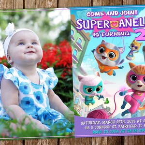 Invitation Super chatons Anniversaire Super chatons Invitation Super chatons Invitation d'anniversaire Super chatons Faire-part fête Super chatons