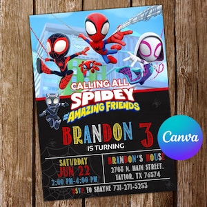 Spidey and his Amazing Friends Invitation Spidey Invitation Spidey Birthday Invitation Spidey Party Spidey Editable Invitation