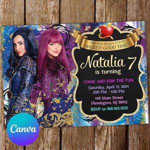 Descendants Invitation Descendants Birthday Invitation Descendants Party Descendants Invites Editable Invitation Digital Card
