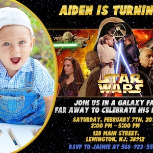 Invitación de Star Wars Invitación de cumpleaños de Star Wars Jedi Invitación de Star Wars Invitación de cumpleaños de Star Wars Invitación de fiesta de Star Wars