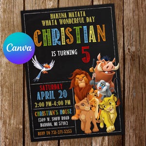 Lion King Invitation Lion King Birthday Invitation Lion King Party Lion King Invites Lion King Editable Invitation Lion King Digital Card