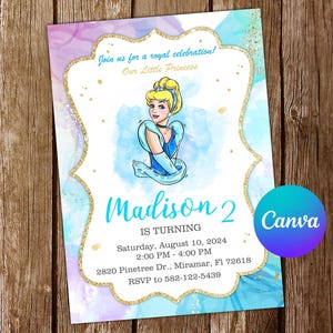 Cinderella Invitation Princess Cinderella Birthday Invitation Cinderella Party Cinderella Invites Editable Invitation Digital Card