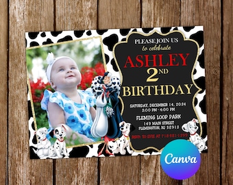 101 Dalmatians Invitation 101 Dalmatians Birthday Invitation 101 Dalmatians Party 101 Dalmatians Invites 101 Dalmatians Editable Invitation